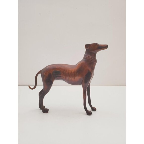 Vintage Bronze Cast Metal Greyhound Sculpture - GREYHOUND bronze elegant dog - Picture 4 of 10